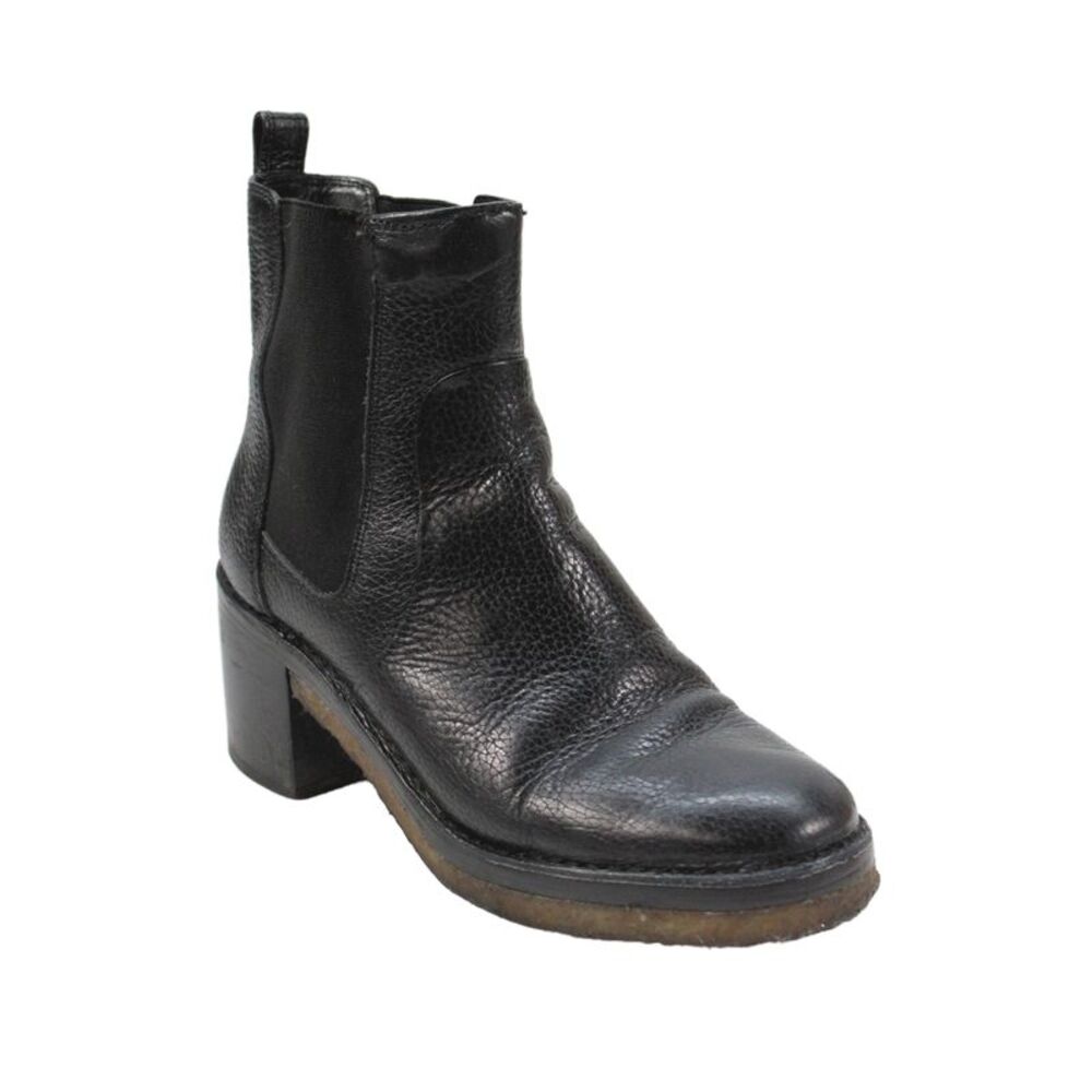 Tory Burch Womens Leather Block Heels Ankle Boots Shoes Black Size 7